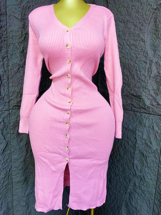 PINK BUTTON GOWN